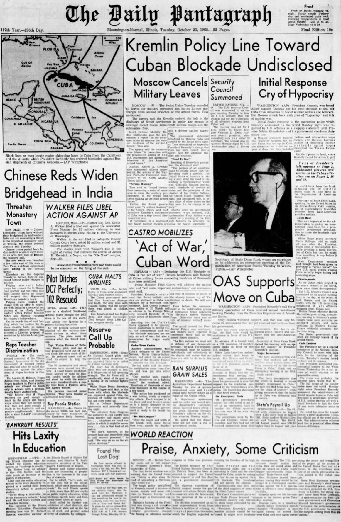 October 23, 1962 - Cuban Missile Crisis
